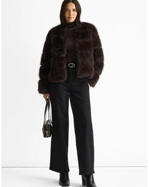 Gini London Chocolate Soft Touch Fur Jacket - Black