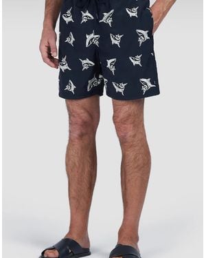 Paul & Shark Shark Pattern Swim Shorts - Blue