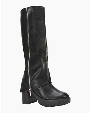 XY London Ladies Juliana Folded Collar Knee-High Boots - White