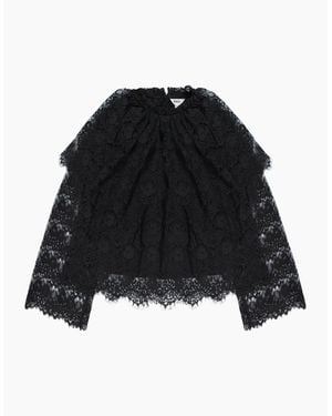 Ro&zo Lace Overlay Blouse - Black