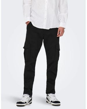 Only & Sons Dean Regular Fit Cargo Trousers - Black