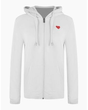 Love Moschino Small Bold Heart Logo Zip Hoodie - White