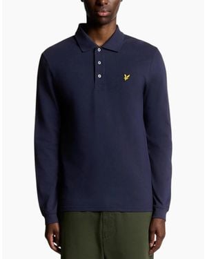 Lyle & Scott Polo Shirt Lp400Vog Long Sleeve Summer Casual Cotton Tee - Blue