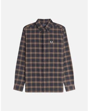 Fred Perry Brushed Twill Tartan Shirt - Grey