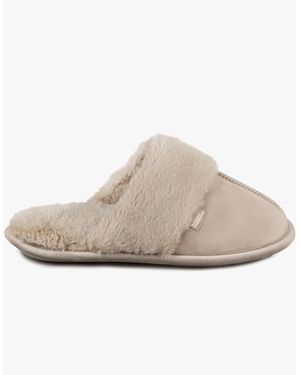 Totes Toasties Velour Mule Slippers Taupe - Natural