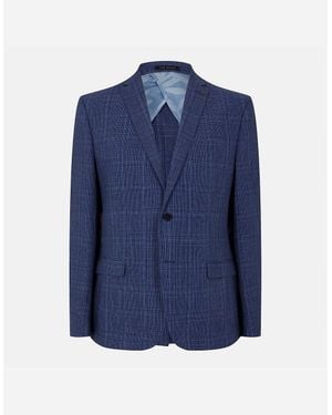 Ted Baker Houndstooth Plaid Suit Jacket - Blue