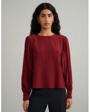 Nobody's Child Regular Fit Crew Neck Long Sleeve Blouse - Red