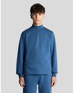 Lyle & Scott 1/4 Zip Cotton Jumper - Blue