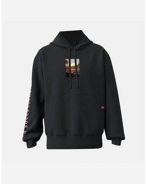 DIESEL Cassette Photo Hooded Neck Long Sleeve Sweatshirt - Blue