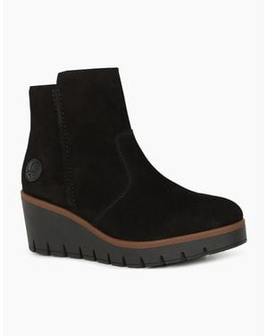 Rieker Connecticut Wedge Heel Boots - Black