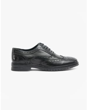 Hush Puppies Santiago Leather Oxford Brogue Shoes - Black