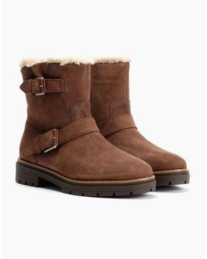 TOMS Ionie Moto Waxy Suede Dark Boots - Brown