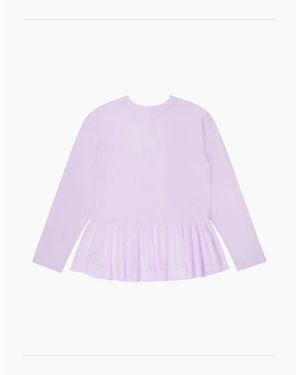 Ro&zo Lilac Peplum-Hem Long-Sleeved Organic Cotton T-Shirt - Purple