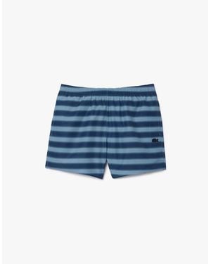 Lacoste Striped Swim Trunks - Blue