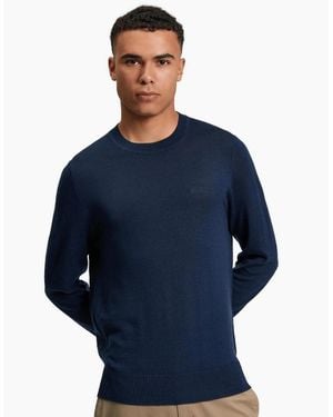 Ben Sherman Merino Crew Neck Knitwear Jumper - Blue