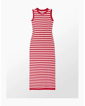Ro&zo Petite Stripe Knit Midi Dress - Red