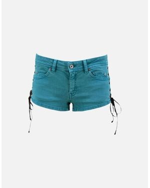Just Cavalli Denim Shorts Regular Fit Party Ribbons Jeans - Blue