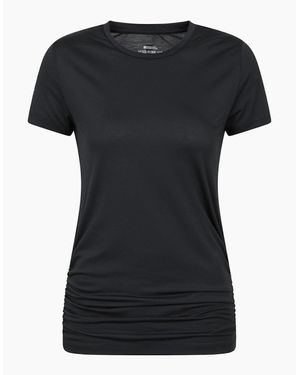 Mountain Warehouse Ladies Active Ruched Longline T-Shirt - Black