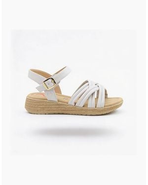 Heavenly Feet Symphony Ankle Strap Sandals Stone - White