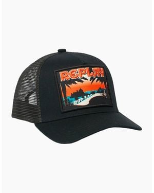 Replay Baseball Cap Patch Trucker Cap - Black