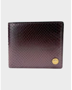 Versace Medusa Leather Bi-Fold Leather Wallet Garnet - Purple