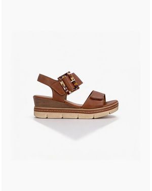 Remonte Jerilyn Wedge Sandals Tan - White