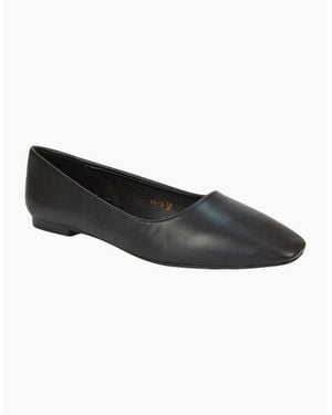 XY London Ladies Maci Square Toe Ballerina Flats - Black