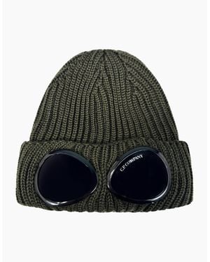 C.P. Company Extra Fine Merino Wool Goggle Beanie Khaki - Green