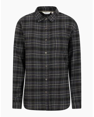 Mountain Warehouse Ladies Balsam Brushed Flannel Longline Shirt - Black