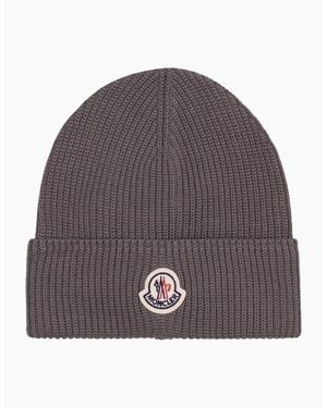 Moncler Logo Cotton Beanie 93D - Grey