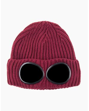 C.P. Company Extra Fine Merino Wool Winter Goggle Beanie Scooter 576 - Red