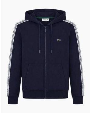 Lacoste Branded Tape Zull Zip Hoodie - Blue
