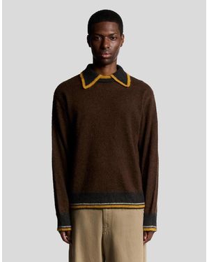 Lyle & Scott Wool Blend Collared Jumper - Brown