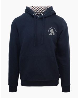 Aquascutum Hooded Neck Long Sleeve Sweatshirt With Kangaroo Pocket - Blue