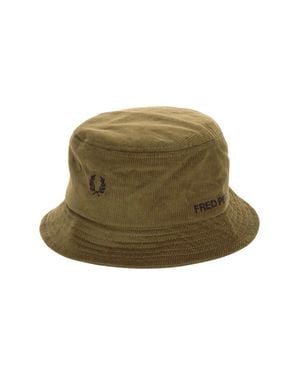 Fred Perry Branded Cord Waffle Style Bucket Hat - Green