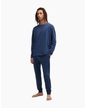 BOSS Laze Hooded Solid Patterned Jacket - Blue
