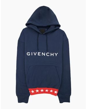 Givenchy Logo Stars Hoodied Sweatshirt Deep 402 - Blue