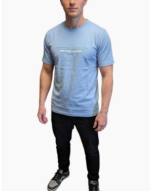 883 Police Pure 19 A T Shirts Crew Neck Short Sleeve Casual Summer Tee - Blue