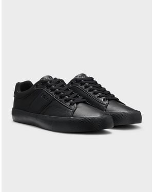 BOSS Boss Aiden Tenn Faux-Leather Trainers With Plain And Grained Textures - Black