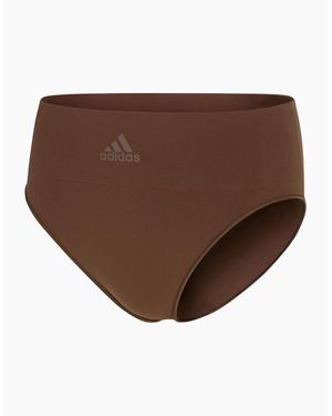 adidas Ladies Stretch Seamless High Leg Briefs - Brown