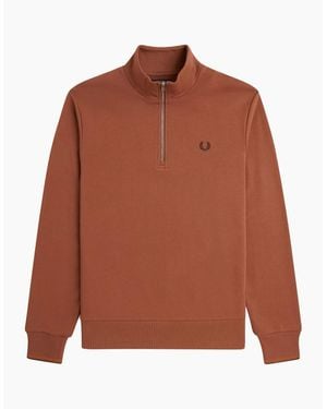 Fred Perry Half Zip Sweatshirt - Brown