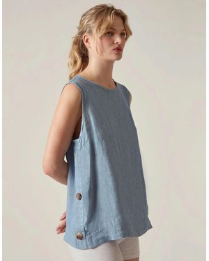 James Lakeland Denim Linen Sleeveless Top - Blue