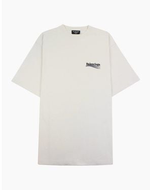 Balenciaga Political Campaign Embroidery T-Shirt Off - White
