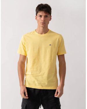 GANT Regular Fit Short Sleeve Shield Logo T-Shirt - Natural