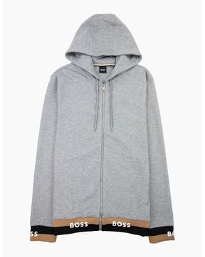 BOSS Seeger 118 Logo Cuff & Hem Zip Up Hoodie 041 - Grey