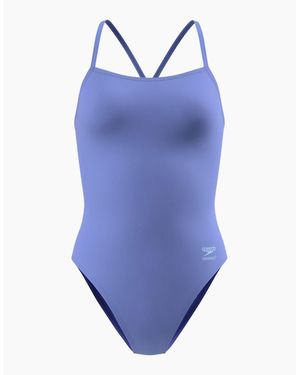 Speedo Ladies 2.0 Solid V-Cut One Piece Swimsuit - Blue