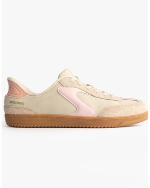 Skechers 185323/Ntpk Hotshot Trainers Natural Nylon/Leatherpink - White