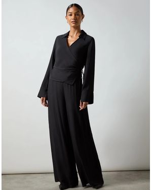 Ro&zo Crepe Wide Leg Trouser - Black