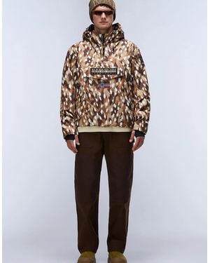 Napapijri Rainforest Next All Over Print Anorak Jacket - Brown