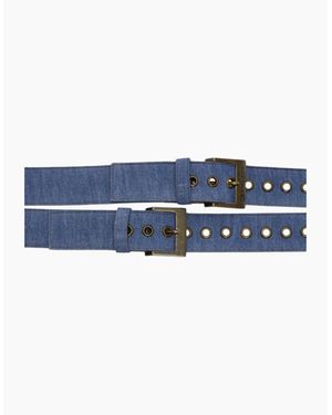 DIESEL Sobelt 1 Belts Genuine Leather Denim Trim Vintage Biker Waist Belts - Blue